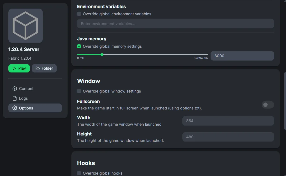 Modrinth Profile Settings